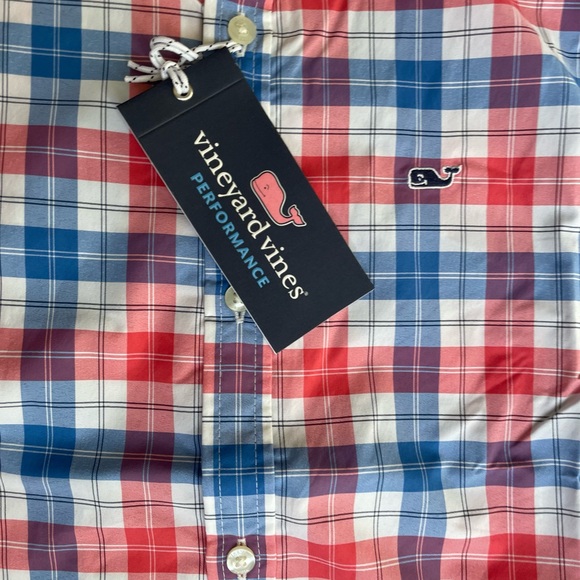 NWT Vineyard Vines Red and Blue Checkered Shirt, boys size large (16) - Picture 2 of 3